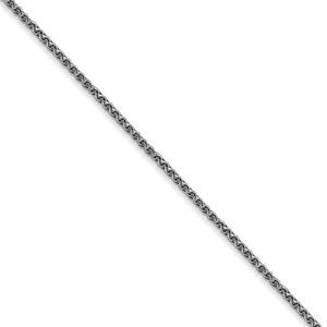 1.2mm 14k White Gold Solid Diamond Cut Spiga Chain Necklace, 24 Inch